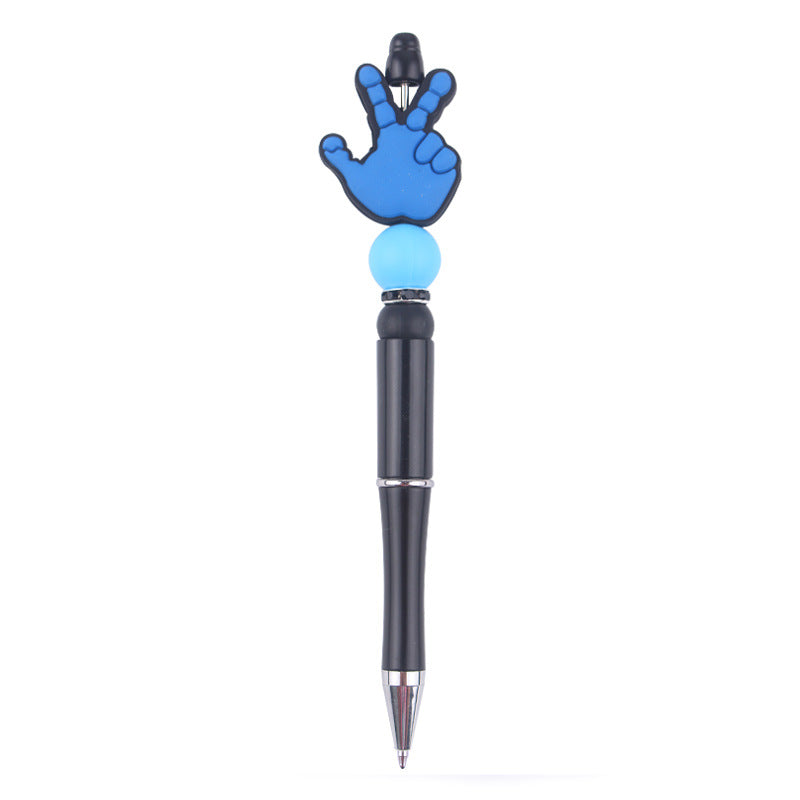 Wholesale Beaded Pens DIY Handmade Palm Silicone Beads Black Plastic Multifunctional Ballpoint Pen
